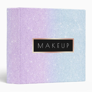 Elegant blue & purple glitter makeup artist 3 ring binder
