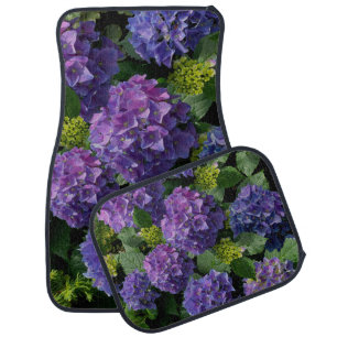 Elegant blue purple magenta green floral hydrangea car floor mat