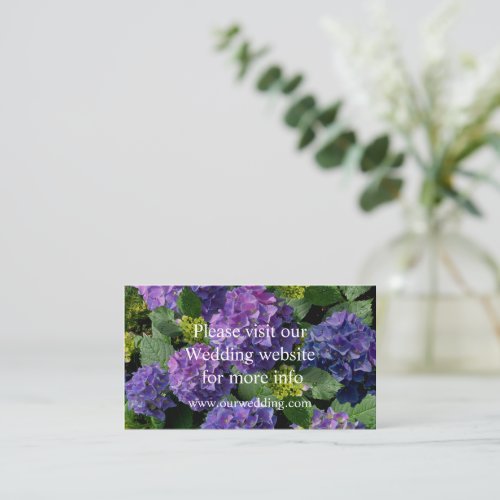 Elegant blue purple magenta green floral hydrangea enclosure card