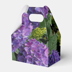 Elegant blue purple magenta green floral hydrangea favor boxes