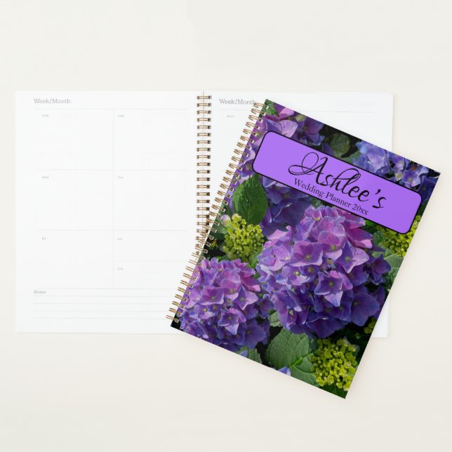 Elegant blue purple magenta green floral hydrangea planner (Display)
