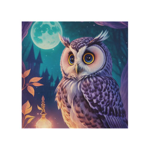 Elegant Blue Purple Magical Owl Comic AI Art