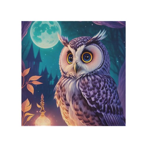 Elegant Blue Purple Magical Owl Comic AI Art 