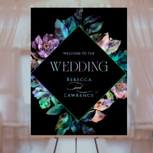 Elegant blue purple moody wedding foam board