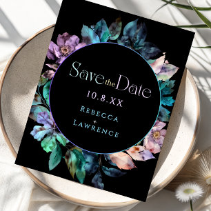 Elegant blue purple moody wedding save the date