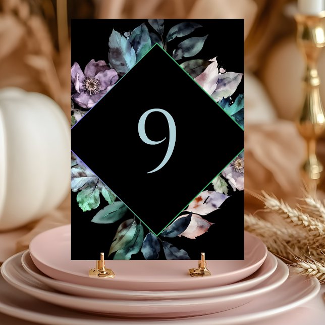 Elegant blue purple moody wedding table number (Creator Uploaded)