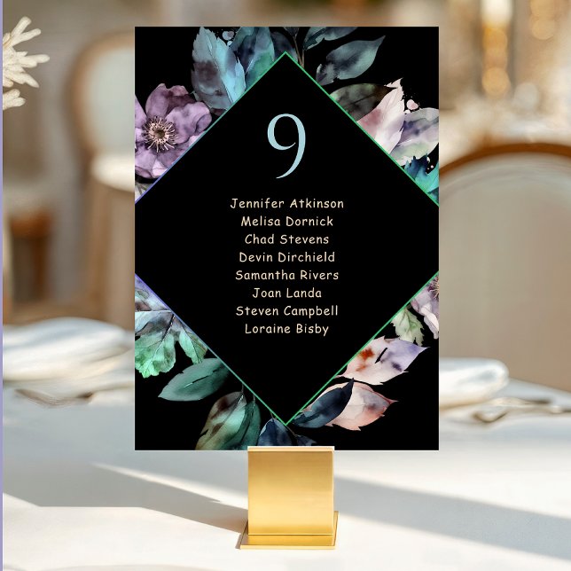 Elegant blue purple moody wedding table number (Creator Uploaded)
