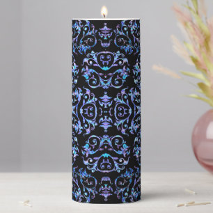 Elegant Blue & Purple Pearl Pattern Pillar Candle