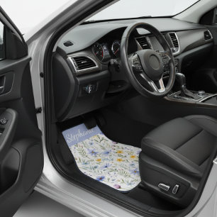 Elegant Blue Purple Watercolor Wildflower  Car Floor Mat