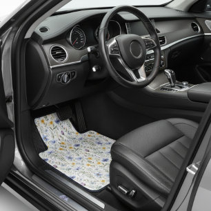 Elegant Blue Purple Watercolor Wildflower  Car Floor Mat