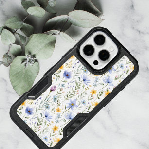 Elegant Blue Purple Watercolor Wildflower iPhone 16 Pro Max Case