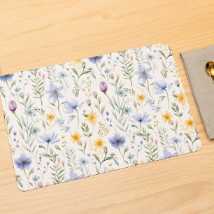 Elegant Blue Purple Watercolor Wildflower Placemat
