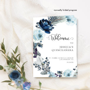 Elegant Blue Quinceañera Floral Program