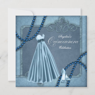 Elegant Blue Quinceanera Invitations