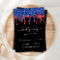 Elegant Blue Red Black Glitter Drips Wedding RSVP