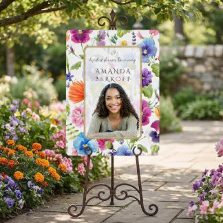 Elegant Blue & Red Flowers Bridal Shower Foam Board