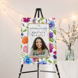 Elegant Blue & Red Flowers Bridal Shower Foam Board