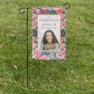 Elegant Blue & Red Flowers Bridal Shower  Garden Flag