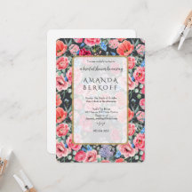 Elegant Blue & Red Flowers Bridal Shower 