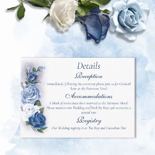 Elegant Blue  Regency Cameo Roses Enclosure Card