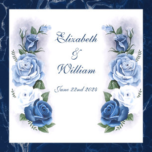 Elegant Blue Regency Cameo Roses Floor Decals