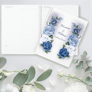 Elegant Blue Regency Cameo Roses Planner