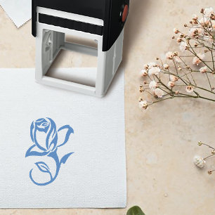 Elegant Blue Regency Cameo Roses Self-inking Stamp