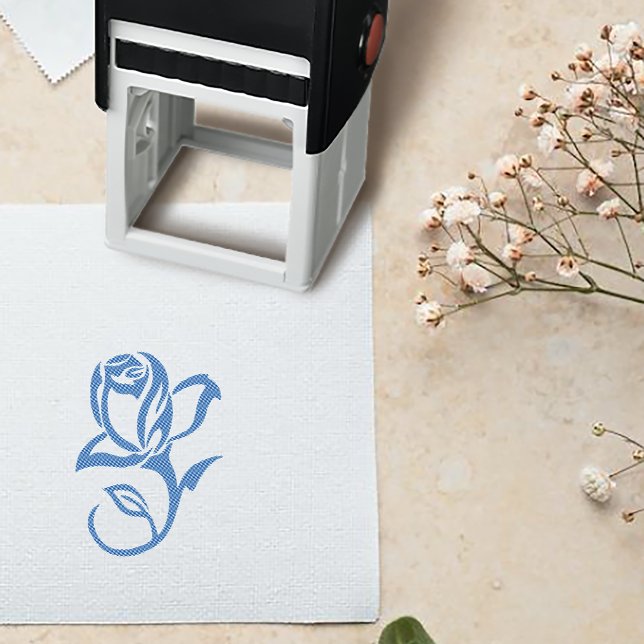 Elegant Blue Regency Cameo Roses Self-inking Stamp (Creator Uploaded)