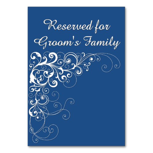 Elegant Blue Reserved Wedding Table Card