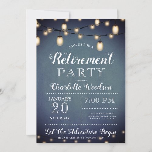 Elegant Blue Retirement Party Invitation