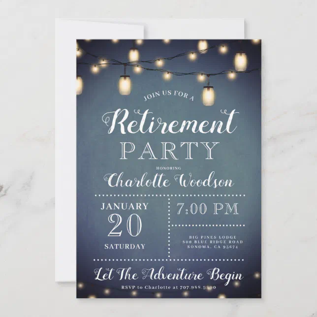 Elegant Blue Retirement Party Invitation | Zazzle