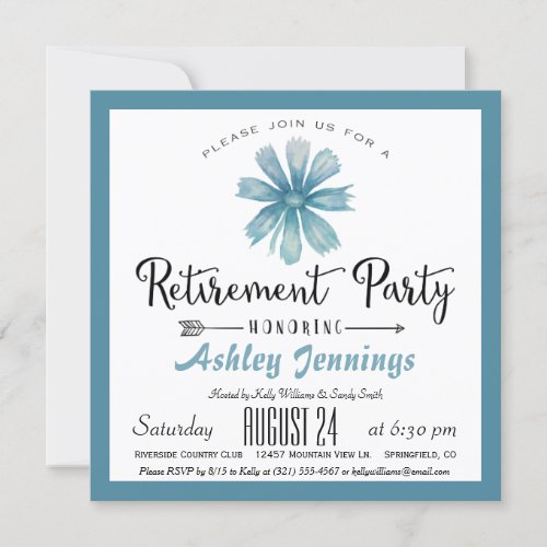 Elegant Blue Retirement Party Invitation