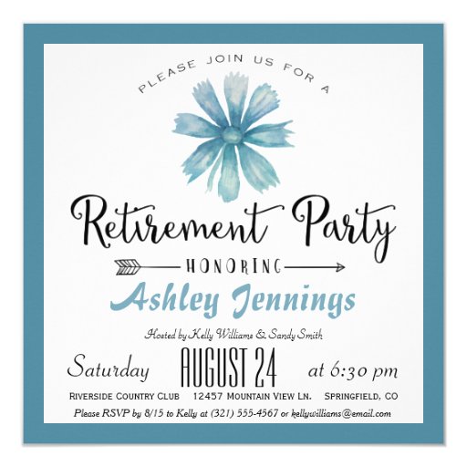 Elegant Blue Retirement Party Invitation | Zazzle