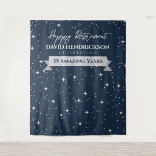 Elegant, blue Retirement Photobooth backdrop