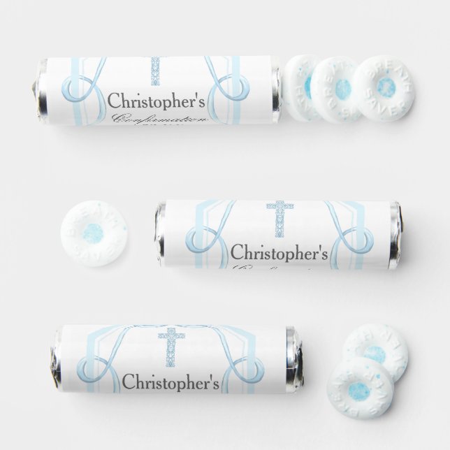 Elegant Blue Ribbon Bow Confirmation Party Breath Savers® Mints (Assorted)