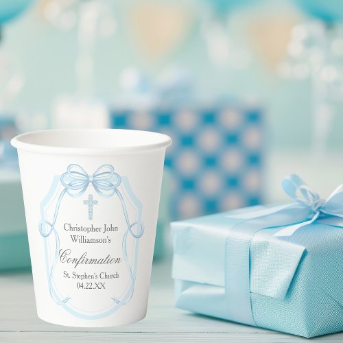 Elegant Blue Ribbon Bow Confirmation Party