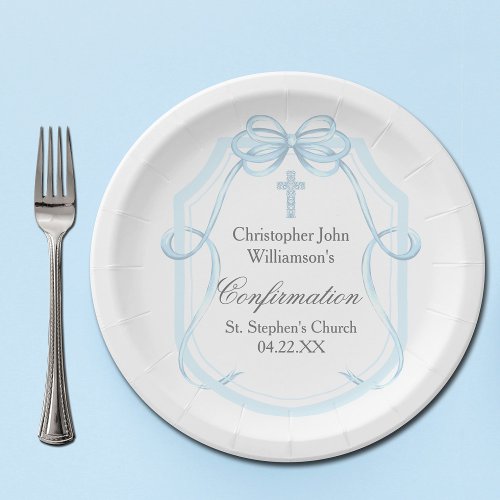 Elegant Blue Ribbon Bow Confirmation Party