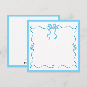 Elegant blue Ribbon I Thank You, Girly Desk Gift Note Card