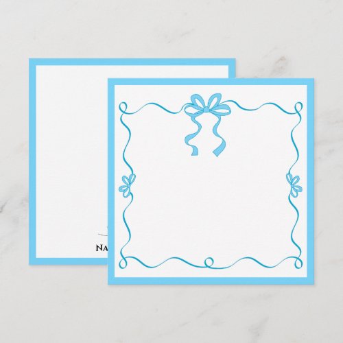 Elegant blue Ribbon I Thank You, Girly Desk Gift Note Card