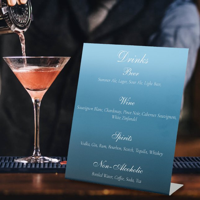 Elegant Blue Romantic Monarch Butterfly Drinks Pedestal Sign (Creator Uploaded)