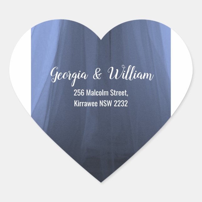 Elegant Blue Romantic Return Address Sticker B (Front)