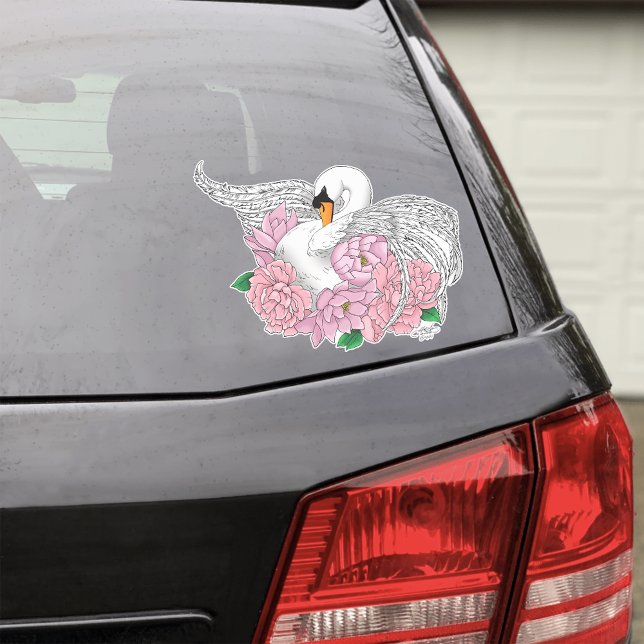 Elegant Blue Romantic Swan Peony Floral  Sticker (Creator Uploaded)