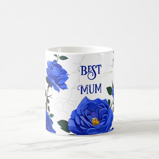 Elegant Blue Rose Coffee Mug (Center)