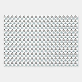Elegant Blue Rose Floral Pattern Wrapping Paper Sheets | Zazzle
