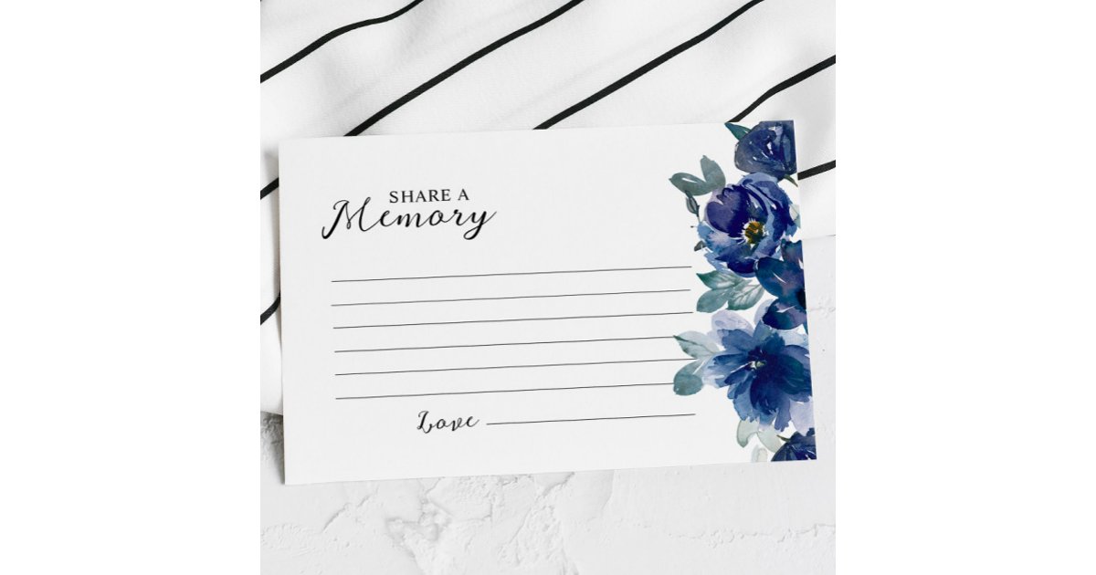 Elegant Blue Rose Funeral Share a Memory Card | Zazzle