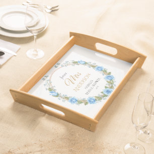 Elegant Blue Rosebud Keepsake Tray