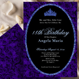 Elegant Blue Roses 18th Birthday Debut Invitation