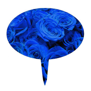 Elegant blue roses blue flowers blue floral cake topper