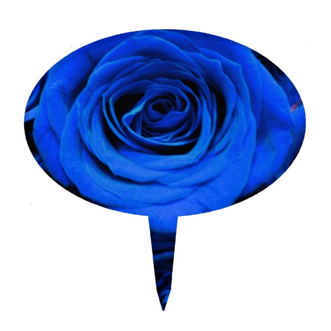 Elegant blue roses blue flowers blue floral cake topper (Front)