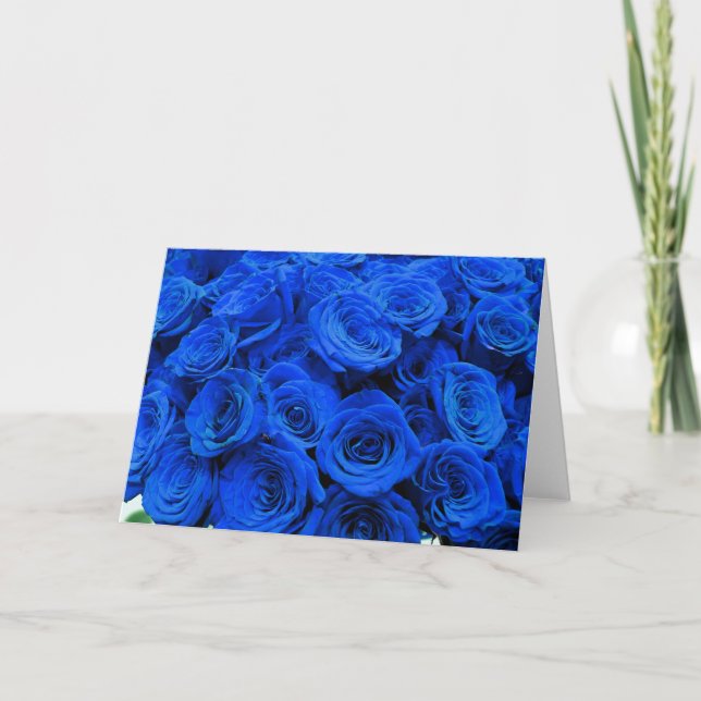 Elegant blue roses blue flowers blue floral card (Front)